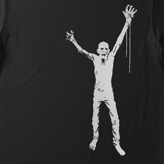 SKINNY ZOMBIE RIGHT SIDE - BLACK HALLOWEEN T-SHIRT