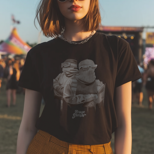 ROUGE SCHOLAR 'DOUBLE SKI-MASK' BLACK T-SHIRT