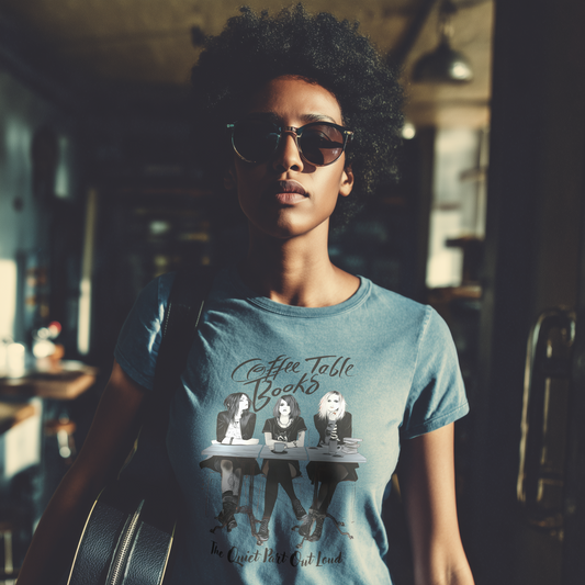 THE QUIET PART OUT LOUD 'COFFEE TABLE BOOKS' WASHED DENIM T-SHIRT