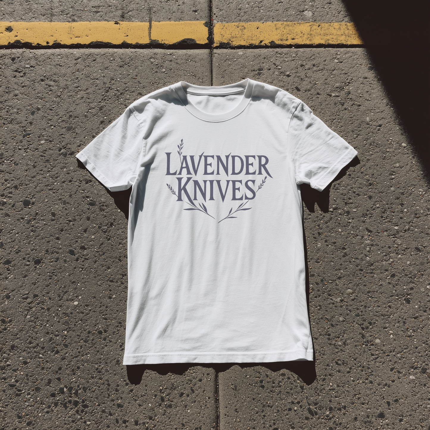 LAVENDER KNIVES 'SHRED SOFTLY' WHITE T-SHIRT