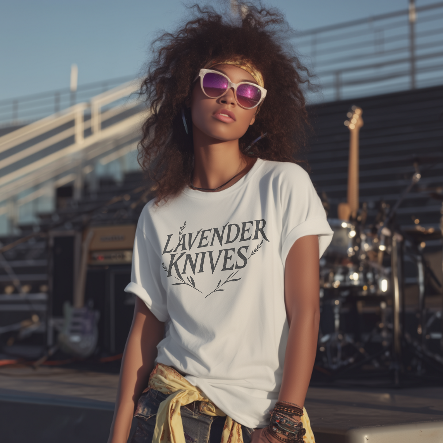 LAVENDER KNIVES 'SHRED SOFTLY' WHITE T-SHIRT