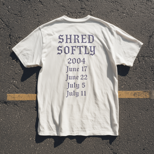 LAVENDER KNIVES 'SHRED SOFTLY' WHITE T-SHIRT