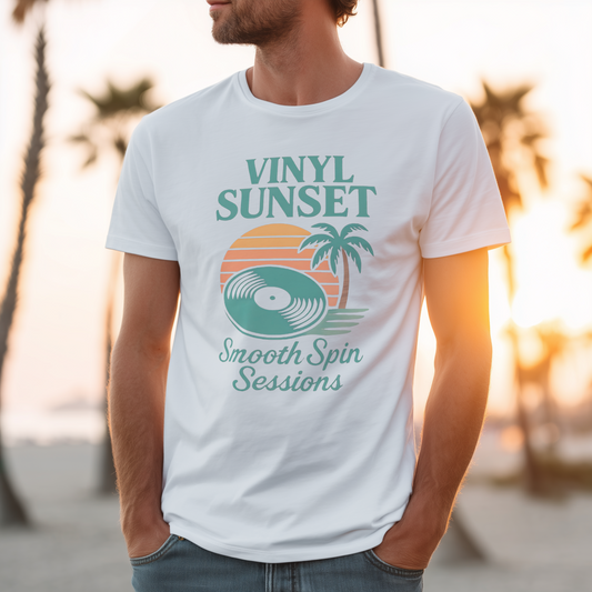 VINYL SUNSET 'SMOOTH SPIN SESSIONS' WHITE T-SHIRT