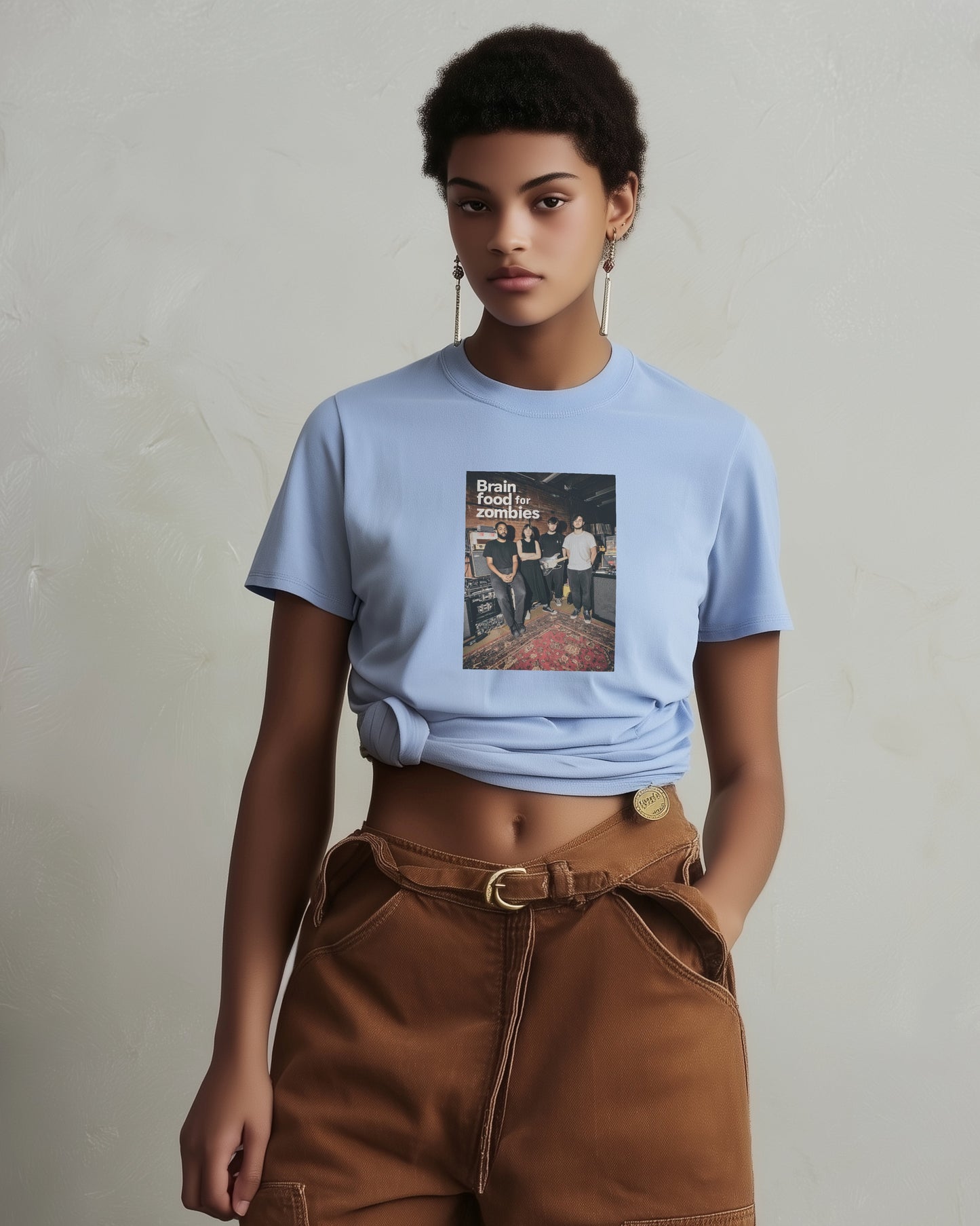 BRAIN FOOD FOR ZOMBIES 'STUDIO' WASHED BLUE T-SHIRT