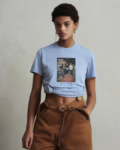 BRAIN FOOD FOR ZOMBIES 'STUDIO' WASHED BLUE T-SHIRT