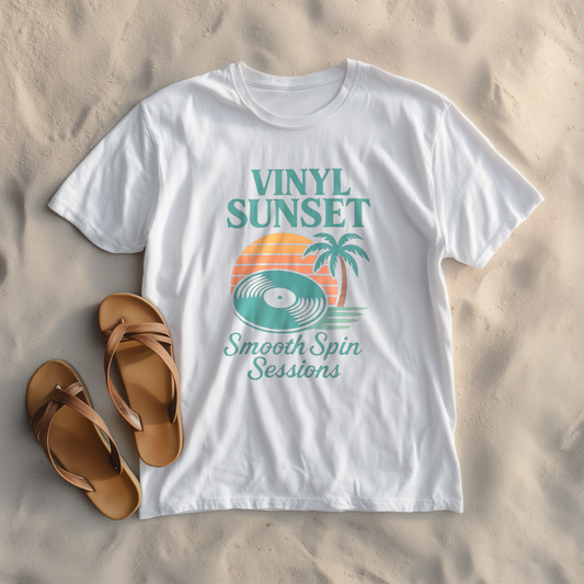 VINYL SUNSET 'SMOOTH SPIN SESSIONS' WHITE T-SHIRT