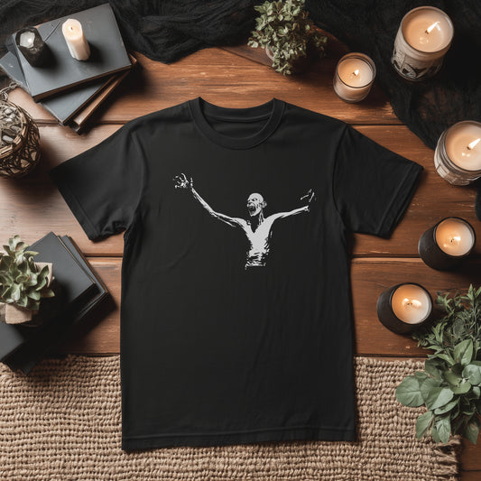 SKINNY ZOMBIE MIDDLE - BLACK HALLOWEEN T-SHIRT