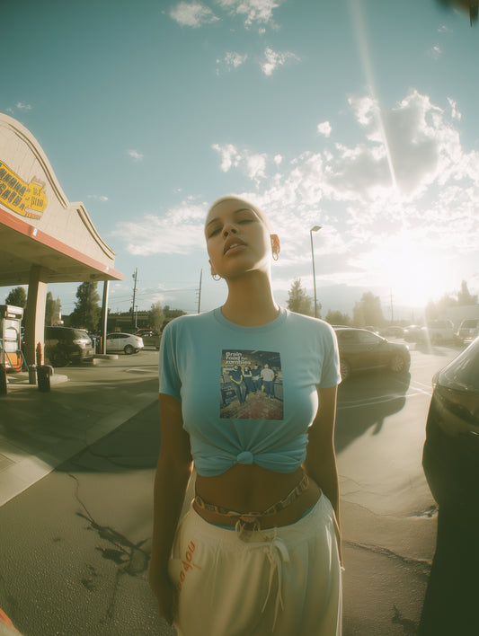 BRAIN FOOD FOR ZOMBIES 'STUDIO' WASHED BLUE T-SHIRT