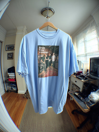 BRAIN FOOD FOR ZOMBIES 'STUDIO' WASHED BLUE T-SHIRT