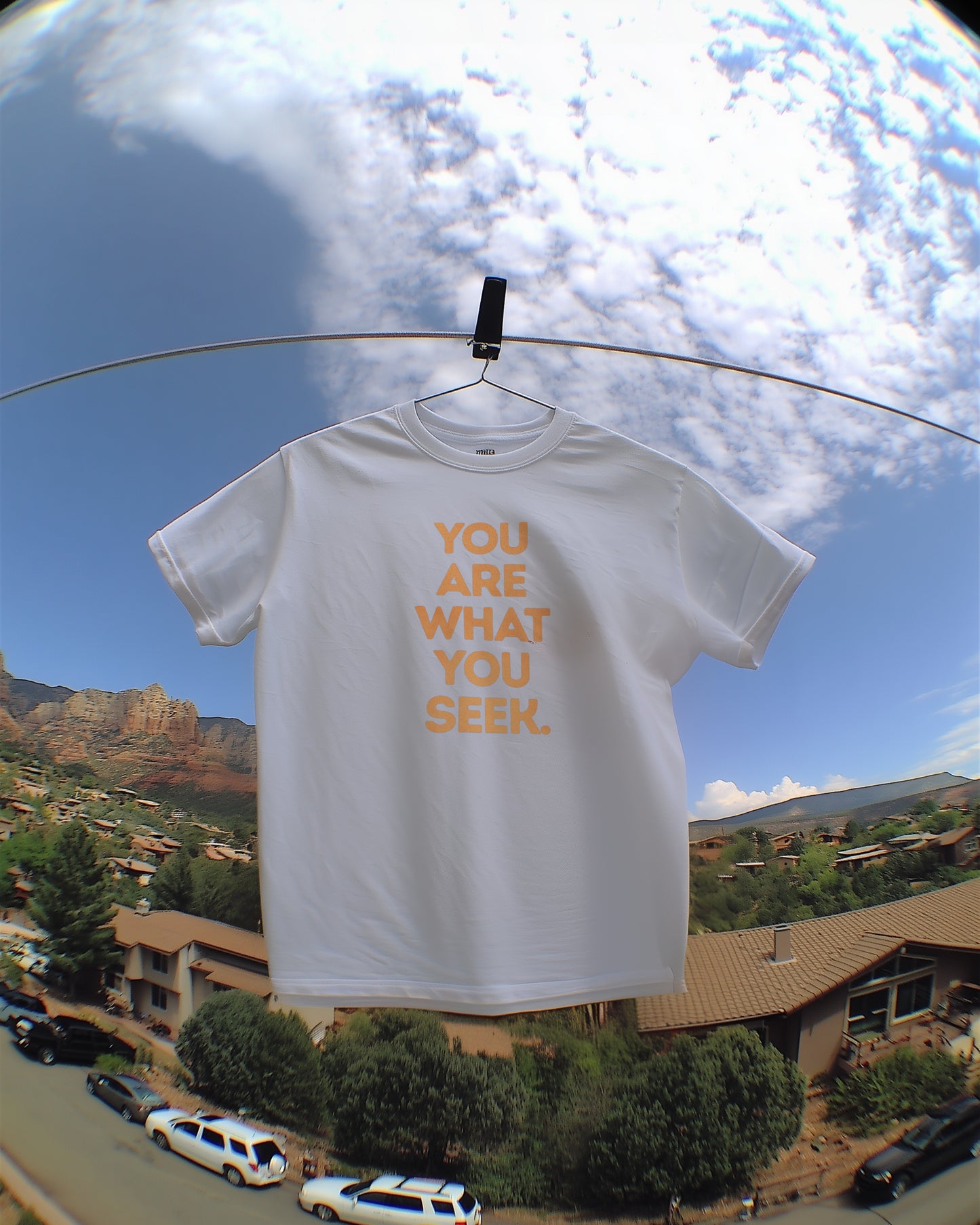 YOU ARE WHAT YOU SEEK - WOMENS BOXY FIT HEAVY WEIGHT WHITE T-SHIRT