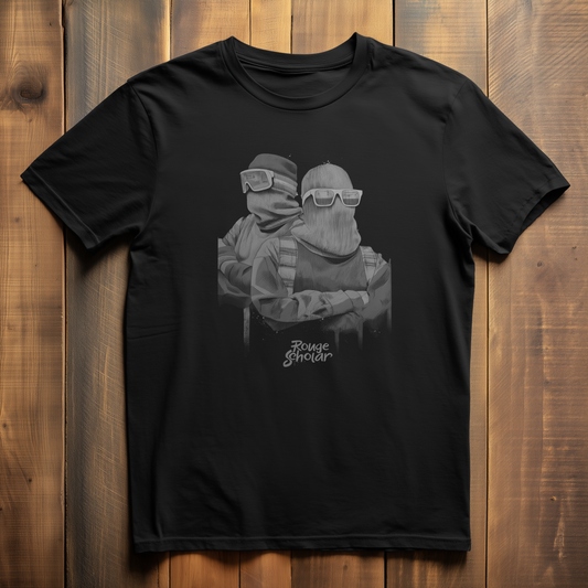 ROUGE SCHOLAR 'DOUBLE SKI-MASK' BLACK T-SHIRT