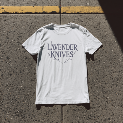 LAVENDER KNIVES 'SHRED SOFTLY' WHITE T-SHIRT